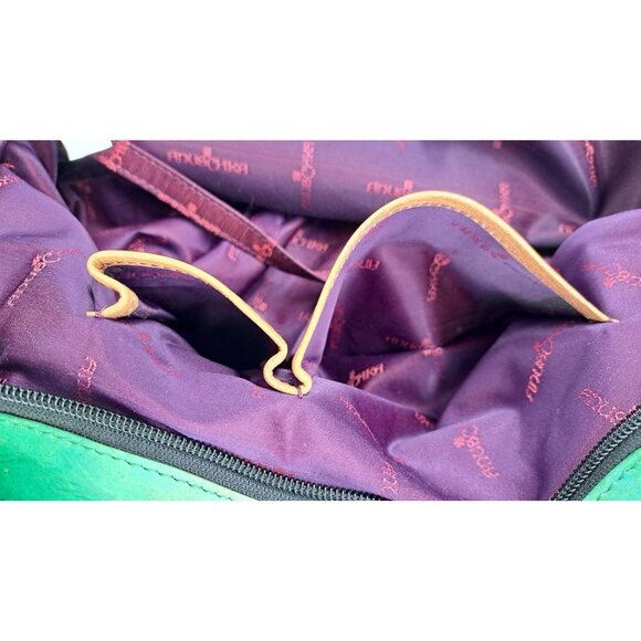 Anuschka Purse Leather Shoulder Bag Large Satchel Hobo Butterfly Floral Green - Picture 9 of 15